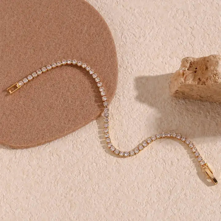 Elegant Artificial Gold Plated Tennis Bracelet for Women – Crystal Stone Bracelet